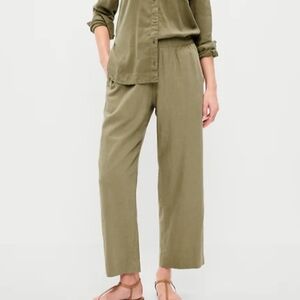 Old Navy High Waisted Linen Blend Straight Ankle Pants Olive Green XS